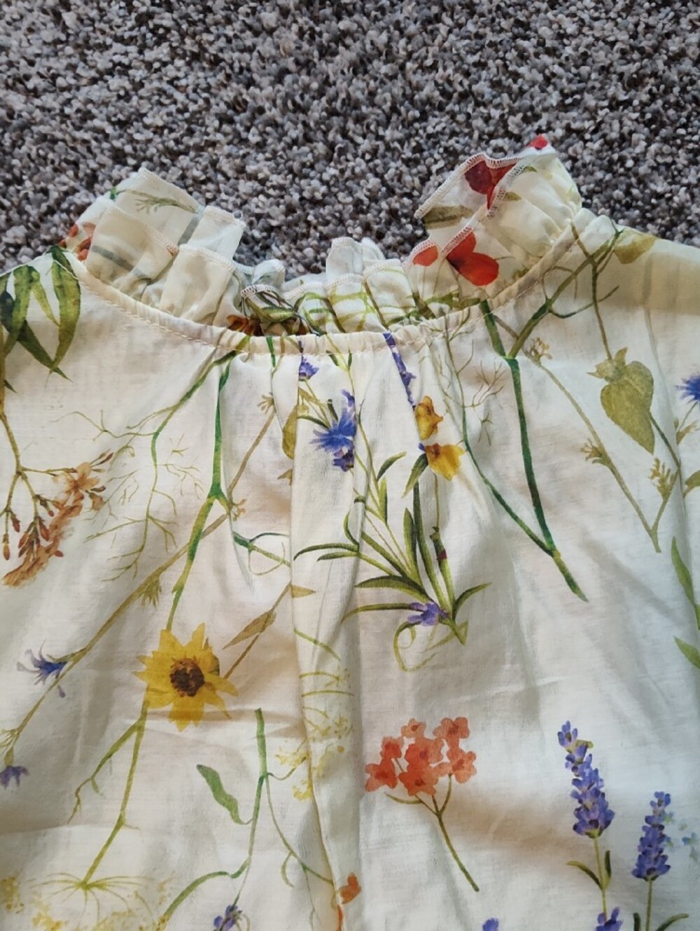 Bailey 44 Cream Floral Tie-Front Ruffle Sleeve Top - Picture 8 of 9